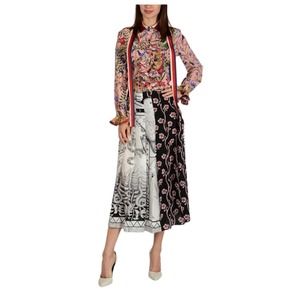 Gucci Silk Printed Midi Skirt IT 38 US 2 XS Floral, Animals